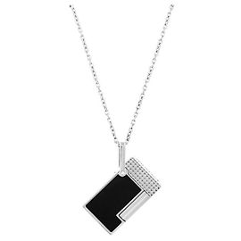 St Dupont Laccetto da collo per accendino Nero Argento
