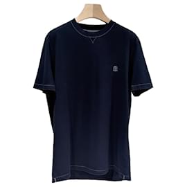 Baumwoll-T-Shirt mit Rundhalsausschnitt und kurzen Ärmeln Navy (XL) - Brunello Cucinelli
