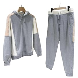 Brunello Cucinelli Set Pantaloni e Felpa con Cappuccio e Zip in Cotone Training Grigio
