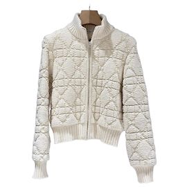 Dior Cardigan in lana e cashmere con zip bianco (Taglia