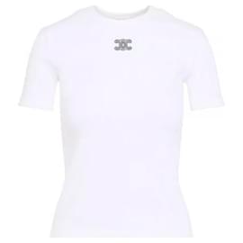 T-Shirt mit besticktem Logo Weiß - Céline