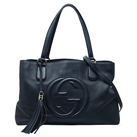 Gucci Soho Tote Bag aus Navy Leder