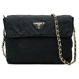 Borsa a tracolla con catena e placca logo Triangle Prada