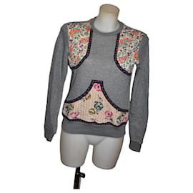 Red Valentino Grauer Sweatshirt mit Blumenprint
