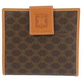 Celine Vintage Macadam Bi-fold Geldbörse aus braunem Leder - Céline