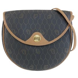 Borsa a tracolla/Pouch Christian Dior Vintage con motivo a nido d'ape marrone