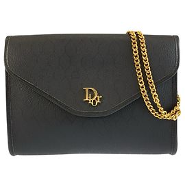 Borsa a tracolla vintage Christian Dior con catena nera