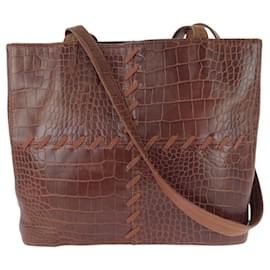 Sac à épaule en cuir à coutures whipstitch vintage YVES SAINT LAURENT - Yves Saint Laurent