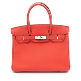 Sac à main Hermes Birkin 30 en cuir Togo rouge - Hermès