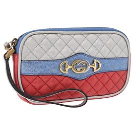 GUCCI Pochette in pelle Oro Argento 542202 Auth 196828V
