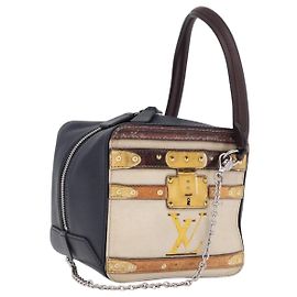 Sac à main LOUIS VUITTON Trompe l'oeil Cuir Navy Silver M52350 LV Auth 196213