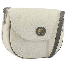 Borsa a Spalla Honeycomb Christian Dior in Pelle PVC Bianco con Dettagli in Oro Auth 196195
