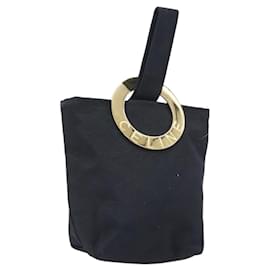 CELINE Circle Pouch Canvas Black Gold Auth 195098A - Céline