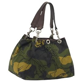 Borsa Tote Miu Miu Canvas Green Silver Auth 195073A