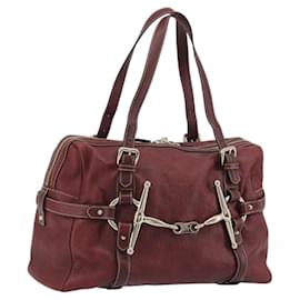 Borsa Boston GUCCI GG Canvas Guccissima Pelle Rossa Oro 163290 Auth 195581A
