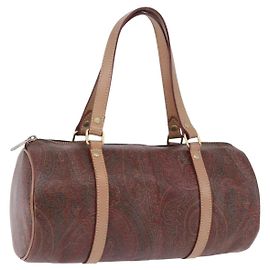 ETRO Paisley Handtasche aus Leder Braun Goldton Auth 195784