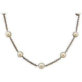 Collana CHANEL Metallo Tono Oro Bianco CC Auth bs36551