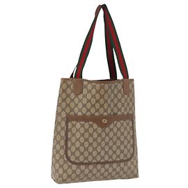 Borsa Tote GUCCI GG Supreme Web Sherry Line PVC Beige 39 02 003 Auth 195656