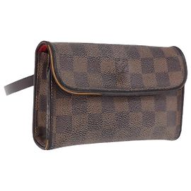 LOUIS VUITTON Damier Ebene Pochette Florentine Borsa a Vita N51856 LV Auth 196194