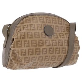 Borsa a tracolla FENDI Zucchino Canvas PVC Beige Auth 197102
