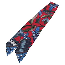 Hermès Twilly HERMES Foulard Seta Rosso Blu Auth 196847M