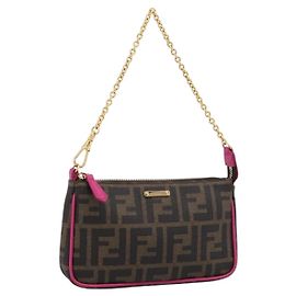Portadocumenti FENDI Zucca Canvas PVC Marrone Nero 8BS073 Auth 195954V