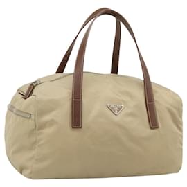 Borsa a Mano PRADA Nylon Beige Silver Auth 194328A