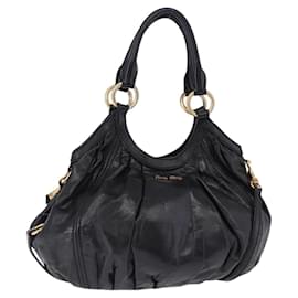 Bolsa de Mão Miu Miu em Couro 2way Preta Dourada Auth 196793V