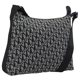 Borsa a tracolla Christian Dior Trotter Canvas Nero Argento Auth 195229V