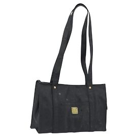 Borsa a spalla MCM Vicetos Logogram PVC Nero Oro Auth bs36729