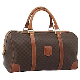 CELINE Macadam Canvas Boston Bag PVC Leder Braun Gold Auth 194340A - Céline