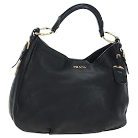 Borsa a Spalla PRADA Vittero Dino Leather Black Gold Auth 194765M