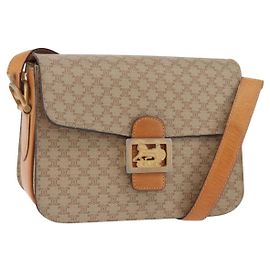Céline Borsa a tracolla CELINE Macadam Canvas PVC Beige Gold Auth 195634