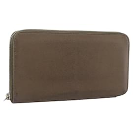 Hermès HERMES Cartera Larga Azap Cuero Beige Silver Auth 196019