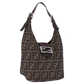 Borsa a mano FENDI Zucca Canvas Marrone Argento Auth 195759