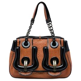 Fendi B Bag Medium Handtasche aus schwarzem Leder mit oberem Griff