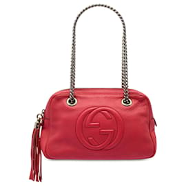 Borsa a tracolla Soho Chain Zip in pelle di vitello rossa Gucci