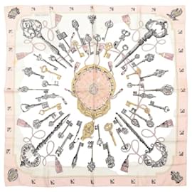 Hermès Carré 90 "LES CLES" Seidenschal in Rosa