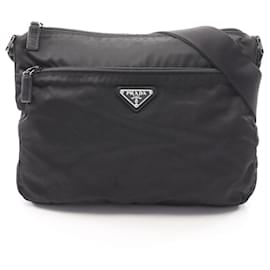 Borsa a tracolla Prada Triangle Logo nera