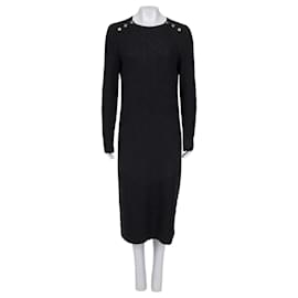 Robe midi en maille de cachemire et soie noire Chanel - Sz.42 (M) d'occasion