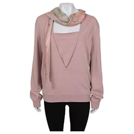 Jersey de seda rosa vintage Hermès - Talla FR 44 De segunda mano