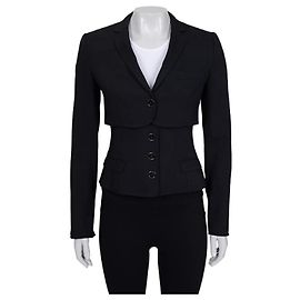 Chaqueta ajustada Dolce & Gabbana de mezcla de lana negra Sz.40 de segunda mano