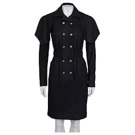 Abito Chanel nero doppiopetto con cintura NWOT - FR 36 Usato