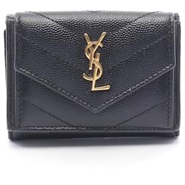Yves Saint Laurent Paris Tiny Monogram Tri-fold Portemonnaie