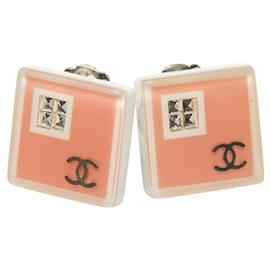 Chanel Coco Mark quadratische Ohrringe in Rosa