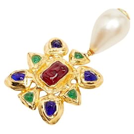 Spilla Chanel Vintage multicolore con strass
