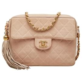 Borsa a tracolla Chanel Vintage Matelassé Coco Mark con frange e catena