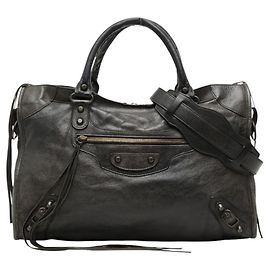 Borsa Balenciaga City - Pelle nera e feltro