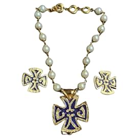 Parure de bijoux vintage extrêmement rare et très prisée d'Yves Saint Laurent (YSL) des années 1980/1990