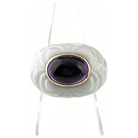 Bvlgari Chandra Ring aus weißer Keramik und Gelbgold - Bulgari
